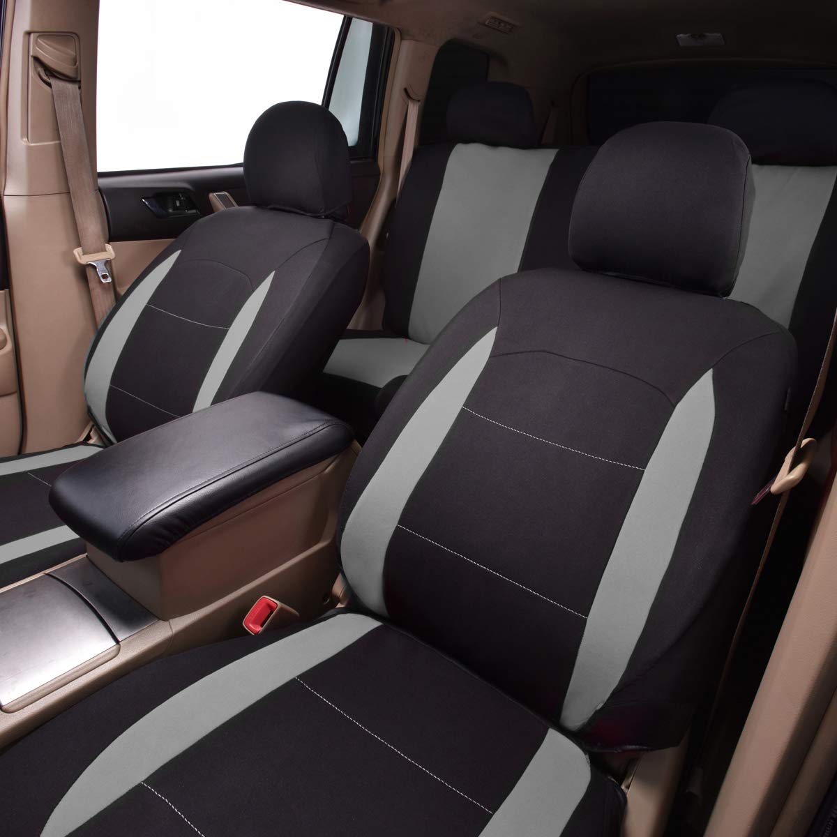 Flying Banner Sitzbezüge Auto Universal Set (Vollständige Reihe, Grau und Schwarz)
