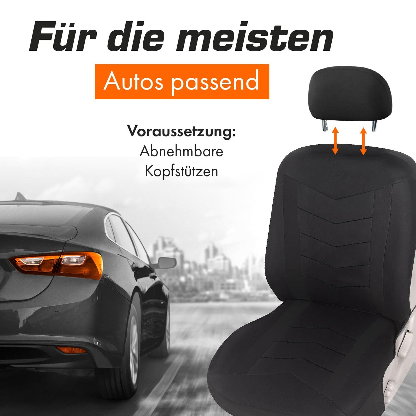 Upgrade4cars Autositzbezüge Set für Vordersitze, Universal Schwarz