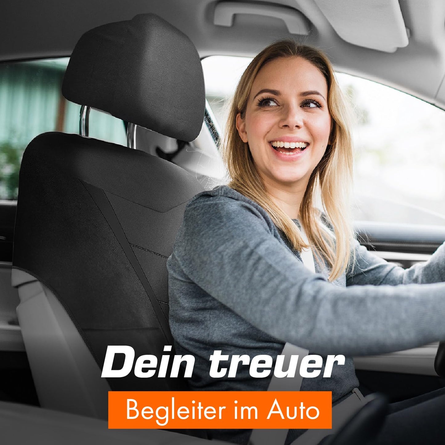 Upgrade4cars Autositzbezüge Set für Vordersitze, Universal Schwarz