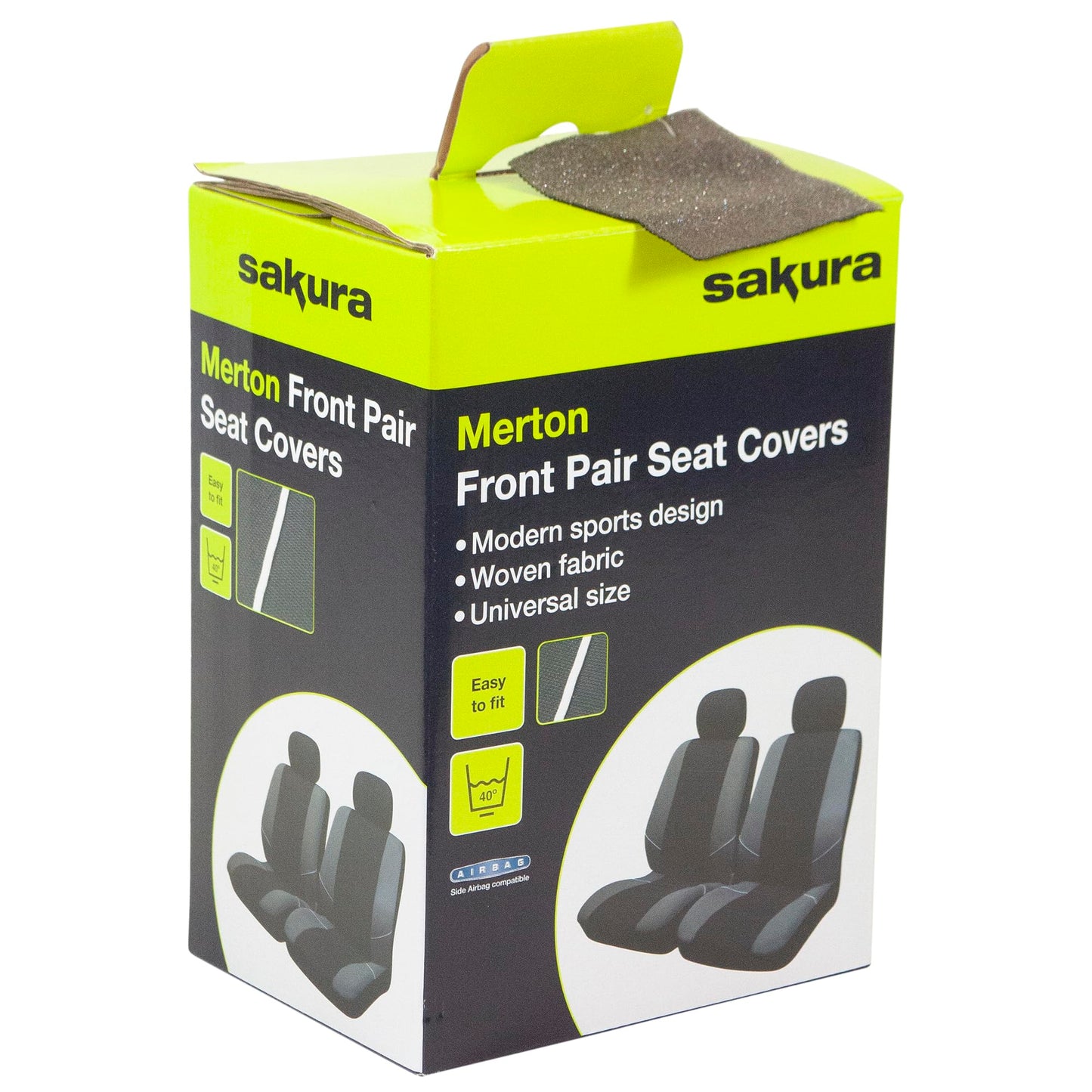 Sakura Merton Autoschonbezüge für Vordersitze, schwarz-grau, Seiten-Airbag-kompatibel