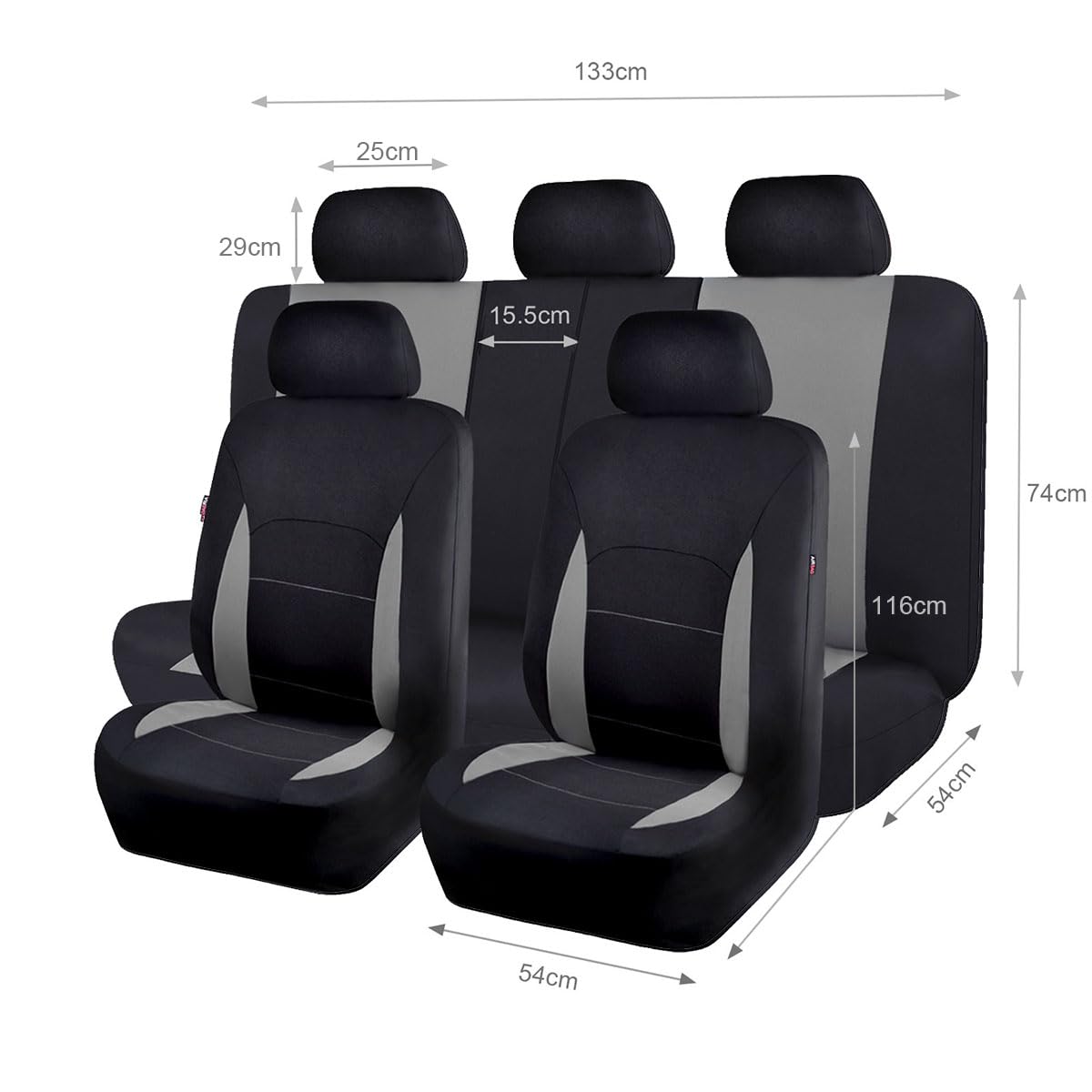Flying Banner Sitzbezüge Auto Universal Set (Vollständige Reihe, Grau und Schwarz)