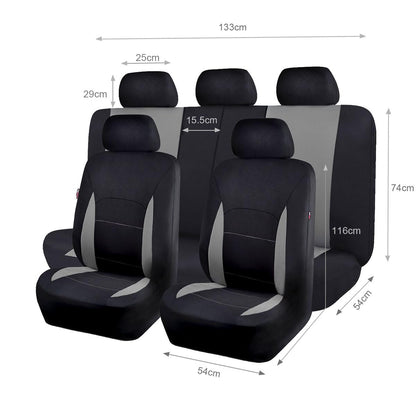 Flying Banner Sitzbezüge Auto Universal Set (Vollständige Reihe, Grau und Schwarz)