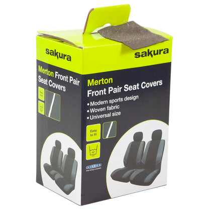 Sakura Merton Autoschonbezüge für Vordersitze, schwarz-grau, Seiten-Airbag-kompatibel